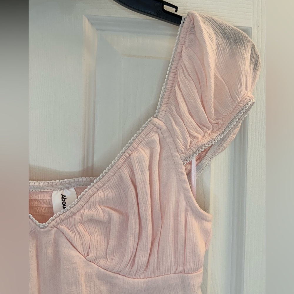 Abound Smocked Cap Sleeve Pink Cottagecore Crop Top Babydoll size Small - Picture 8 of 9